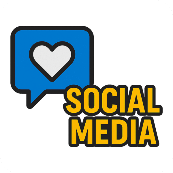 Social media icon on colorful background – high-resolution PNG