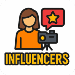 Social media influencer PNG icon with background for digital creators, branding, and content design.