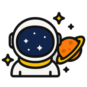 Space astronaut icon PNG with background for science, education, and futuristic projects.