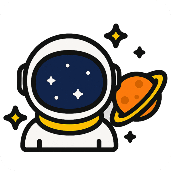Space astronaut icon PNG with background for science, education, and futuristic projects.