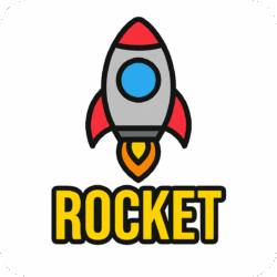 Rocket icon PNG with background for creative design, innovation themes, and project launch visuals.