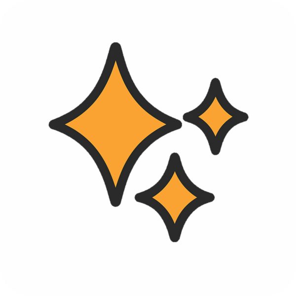 Sparkles icon PNG with background for celebration, decorative accents, and magical UI elements.
