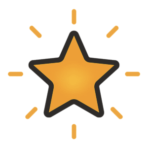 Glowing star icon PNG with background for rating visuals, achievement banners, review highlights, and celebration graphics.