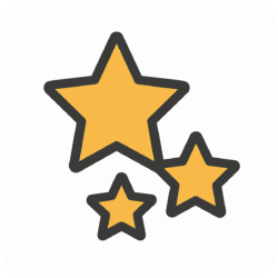 Stars icon PNG with background for ratings, celebrations, feedback visuals, and holiday-themed content.