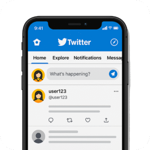 Twitter interface social media icon with background – PNG for editors and designers