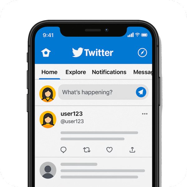 Twitter interface social media icon with background – PNG for editors and designers