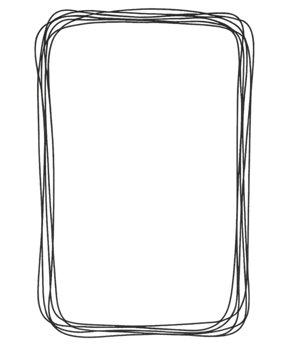 Hand-drawn doodle scribble frame PNG with transparent background for creative borders and sketch overlays