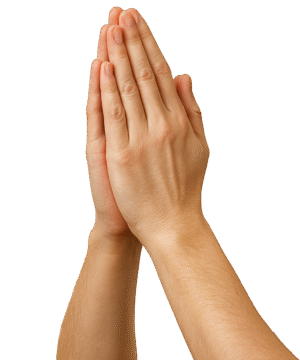 Pair of realistic Hand Prayer PNG with transparent background for devotional and spiritual designs