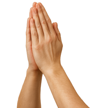 Pair of realistic Hand Prayer PNG with transparent background for devotional and spiritual designs