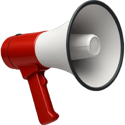 Realistic red portable megaphone speaker PNG with transparent background for announcement and alert designs