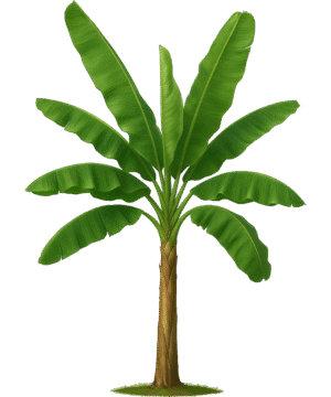 Banana tree PNG with transparent background for tropical designs, botanical projects, and nature-themed overlays