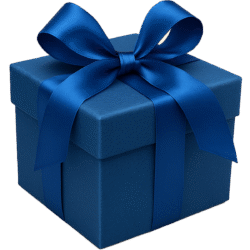 Blue gift box PNG with transparent background for festive designs, sale banners, and celebration overlays