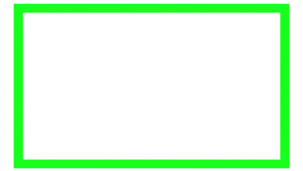 Green screen chroma frame PNG with transparent background for video overlays and editing projects
