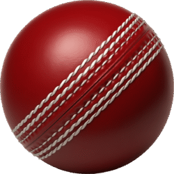Red cricket ball PNG with transparent background for sports designs and video overlays