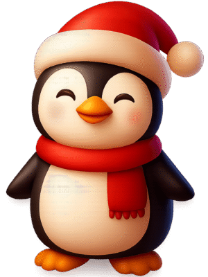Christmas Penguin with Santa Hat PNG Transparent Background Free Download | DehraFlicks Christmas penguin with Santa hat PNG transparent background for festive cards, winter posters, and cute holiday edits