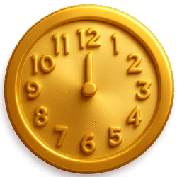 Clock striking midnight icon PNG transparent background for New Year, countdown, and time-themed designs