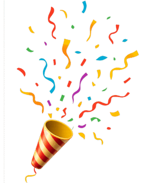 Confetti cannon PNG transparent background for party, celebration, and festive design projects