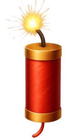 Firecracker emoji PNG transparent background for festive designs, celebration posters, and digital art projects