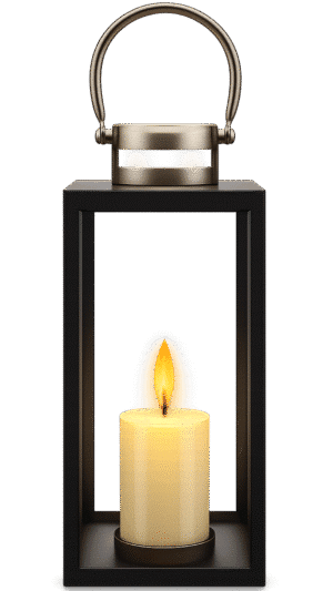 Glass candle lantern PNG transparent background for cozy lighting designs, festive posters, and decorative projects