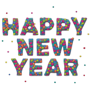 Happy New Year colorful PNG transparent background for festive greetings, posters, and video edits