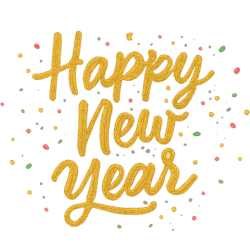 Happy New Year handwritten PNG transparent background for elegant festive greetings and creative design projects