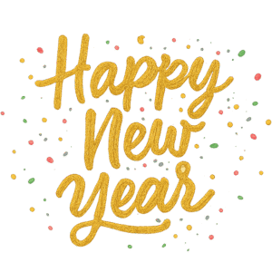 Happy New Year handwritten PNG transparent background for elegant festive greetings and creative design projects