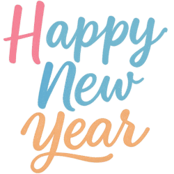 Happy New Year Multicolor PNG Transparent Background Free Download | DehraFlicks Happy New Year multicolor PNG transparent background for bright festive posters, cards, and video edits