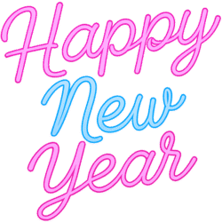 Happy New Year Neon PNG Transparent Background Free Download | DehraFlicks Happy New Year neon PNG transparent background for festive, party, and celebration designs