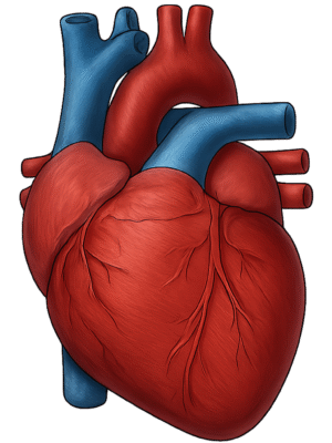 Human heart anatomy PNG transparent background for medical, educational, and scientific designs