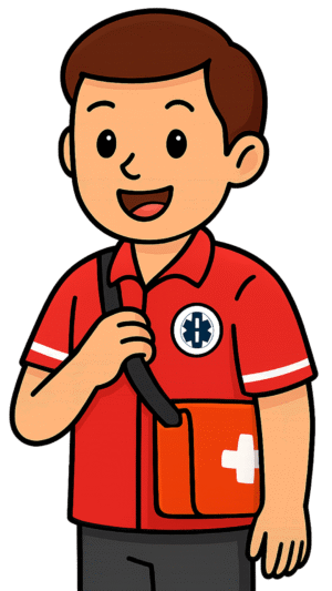 Paramedic cartoon PNG transparent background for healthcare designs, educational posters, and medical animations