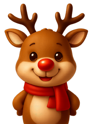 Reindeer PNG transparent background for Christmas designs, festive posters, and winter holiday projects