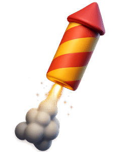 Rocket firework launch PNG transparent background for celebration, festival, and party designs