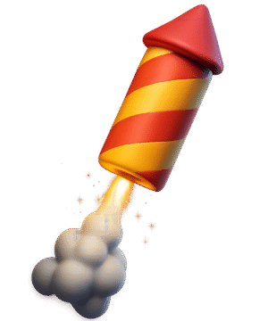 Rocket firework launch PNG transparent background for celebration, festival, and party designs