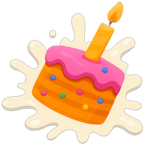 Colorful cake smash PNG transparent background for birthday and party photo edits