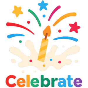 Celebrate PNG transparent background with confetti and festive colors for party edits
