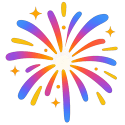 Colorful firework burst emoji PNG transparent background for festive designs, celebration posts, and party graphics