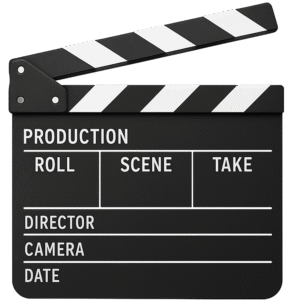 Movie clapperboard PNG transparent background for film, video, and media-related designs
