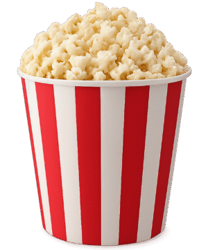 Popcorn bucket PNG transparent background for movie, cinema, and snack-related designs