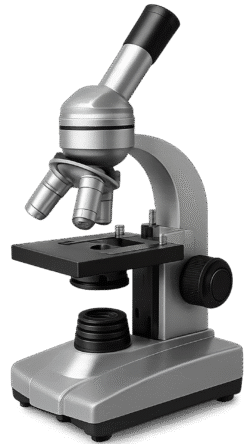 Realistic microscope PNG transparent background for scientific presentations, lab posters, and educational designs