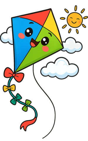 Cartoon kite PNG for Makar Sankranti – cute colorful kite with transparent background