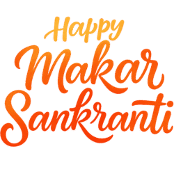 Happy Makar Sankranti PNG – festive text design with transparent background