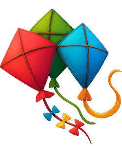 Kite bundle PNG for Makar Sankranti – multiple colorful kites with transparent background
