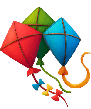 Kite bundle PNG for Makar Sankranti – multiple colorful kites with transparent background