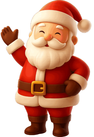 cute-3d-santa-claus-waving Cute 3D cartoon Santa Claus waving and smiling on a transparent background