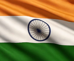 Waving Indian flag PNG with realistic fabric folds, accurate tricolour, and crisp Ashoka Chakra on a transparent background — premium India flag PNG.