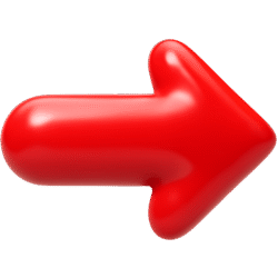 3D red arrow PNG with glossy finish and smooth rounded shape on transparent background
