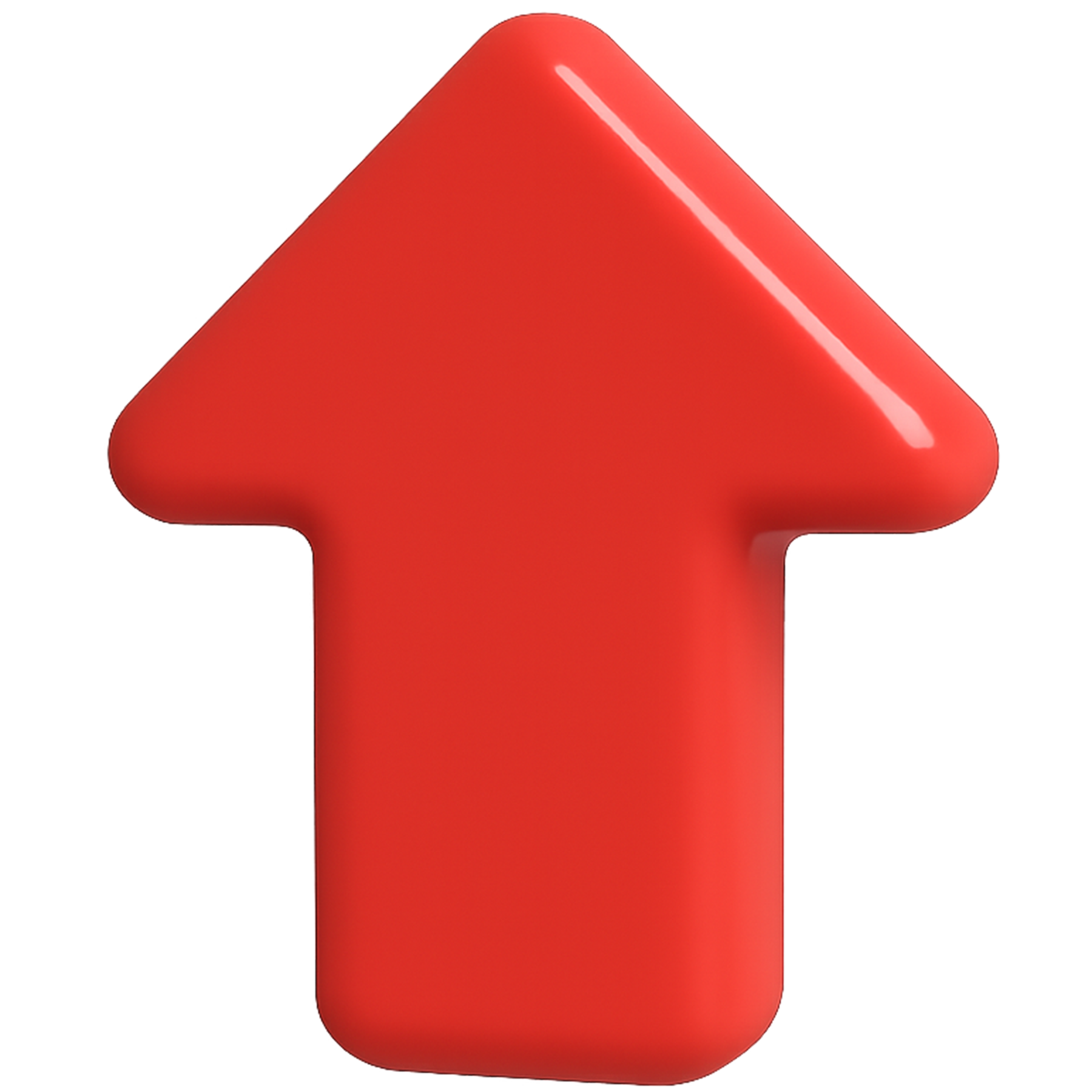 3D arrow PNG with smooth rounded shape and glossy depth on transparent background