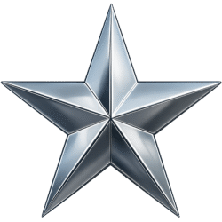 3d metallic star png with shiny gold finish and reflective highlights on transparent background