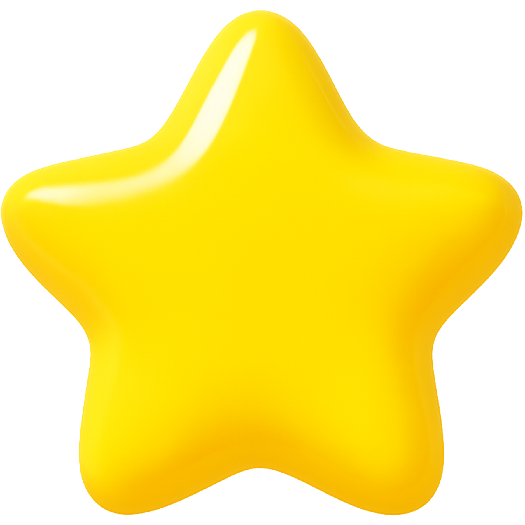 3D Star PNG – Yellow Soft-Edge Star with Transparent Background