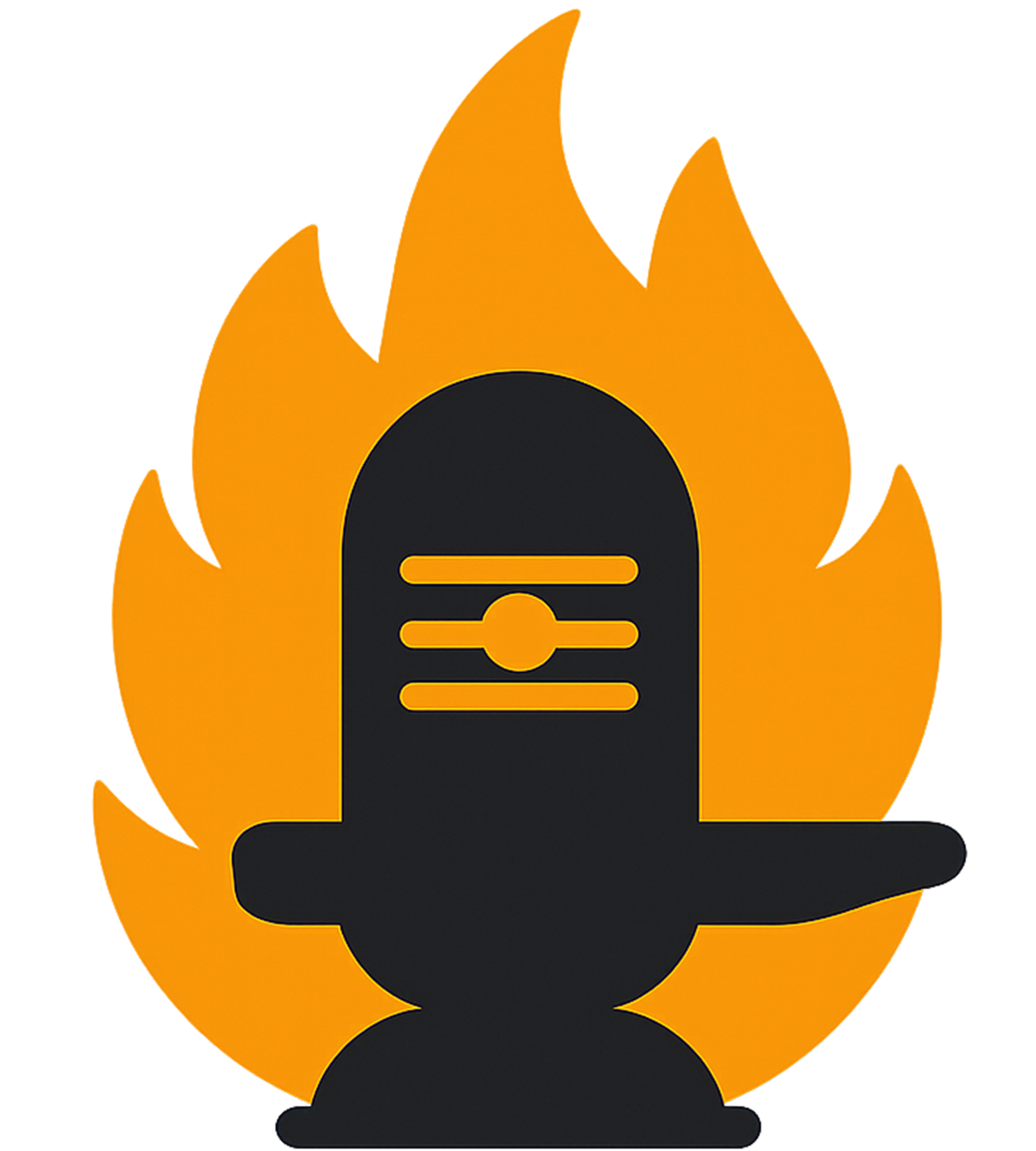 Shivling aura icon PNG with glowing flame aura and minimal Shiva lingam design on transparent background